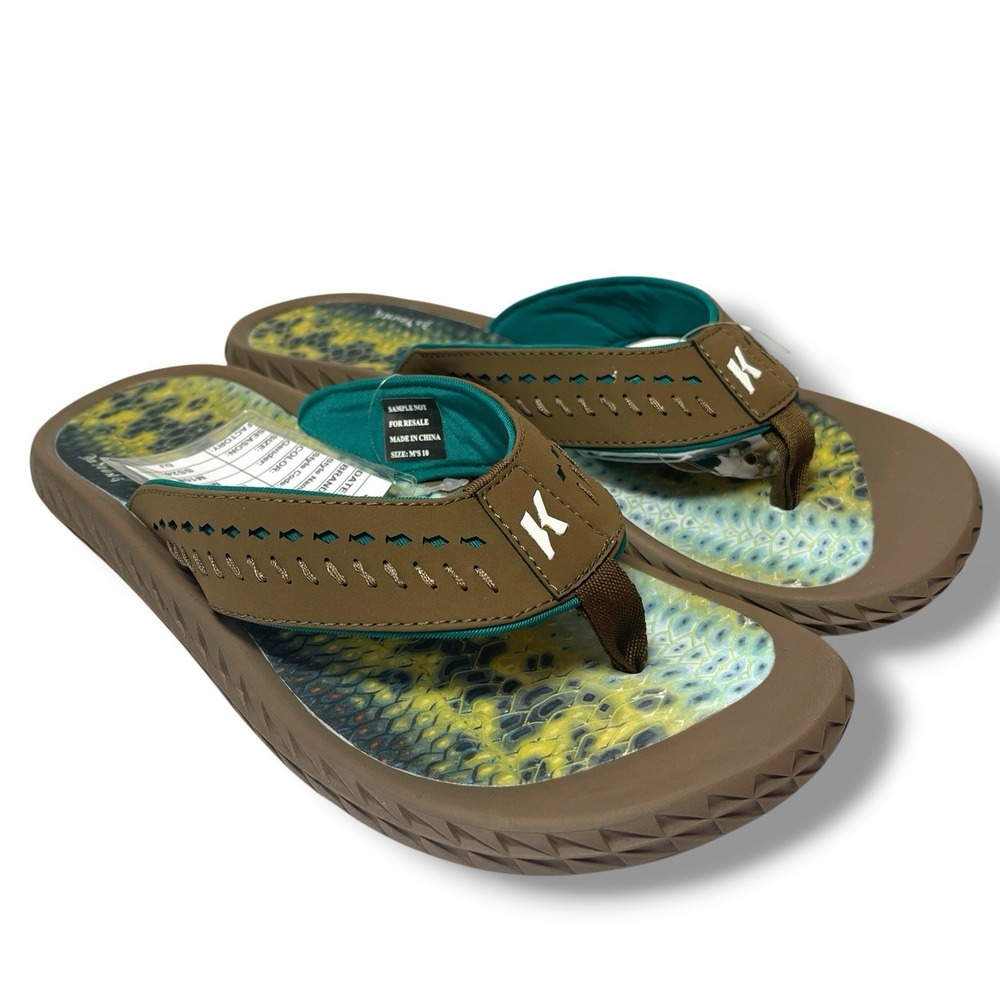 Korkers Fish Flip Bass with Fixed Kling-On Deck Soles Men's Size 10 New Sample